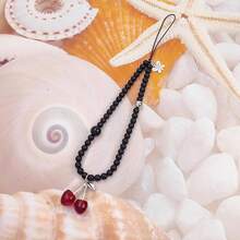 Phone Charms Cute Cherry Butterfly Cell Phone Lanyard Strap Wrist Strap For Bag  Camera Pendants Decor,BlackCherry - 黑櫻桃 - 查看 4