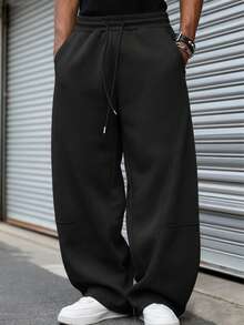 男士抽绳直筒运动裤，柔软舒适，带口袋，适合日常生活、工作、旅行、跑步、休闲和户外活动。