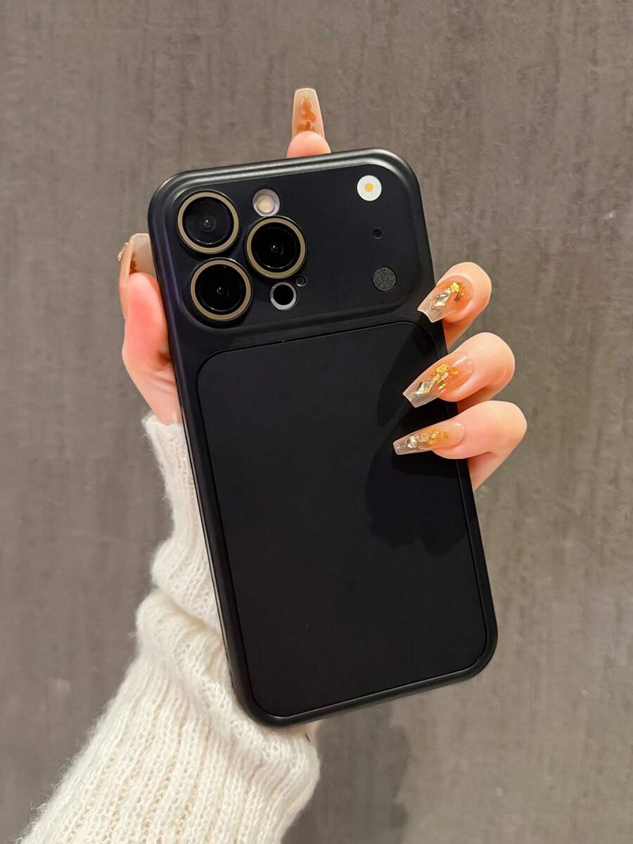Minimalist Black Solid Color Material Basic Phone Case 2-In-1 Personalized Instant Change 17 Series Phone Case Compatible With Apple 11 12 13 14 15 16 17 15 Pro Max 16 Pro Max 17 Pro Max And Other Models Gift For Boyfriend Girlfriend Anniversary Birthday Gift