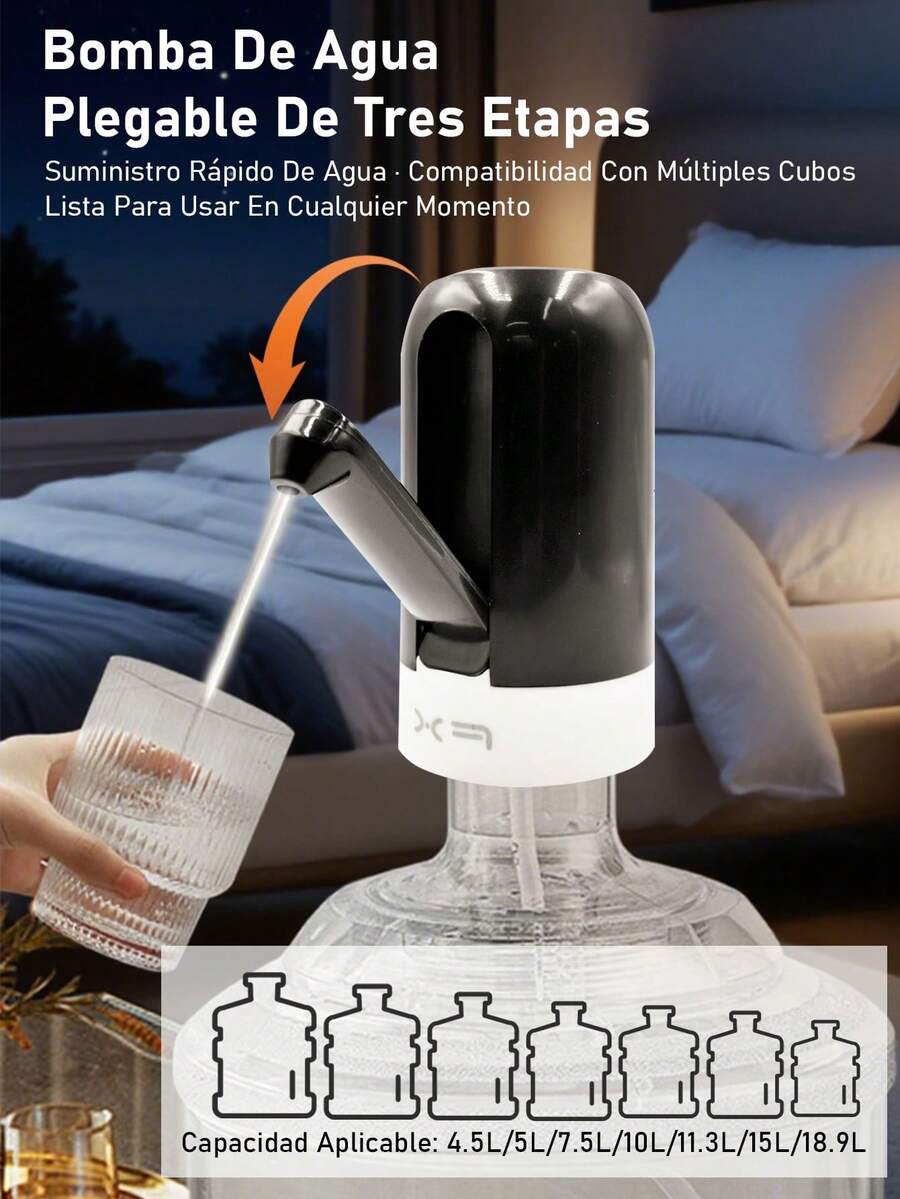 Bomba eléctrica para botellas de agua con tubos de agua - Dispensador de agua eléctrico, hidratación saludable, bomba de cubeta ajustable para uso doméstico y comercial. Dispensador de agua eléctrico de fácil uso con tubo corto extra y tapa, se adapta a la mayoría de los dispensadores y cubos de agua