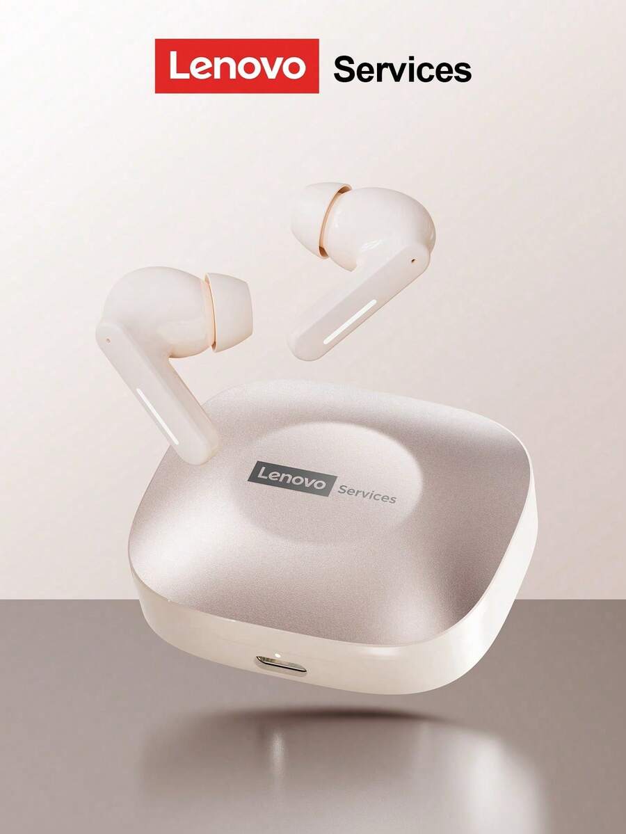 Auriculares intraurales Bluetooth Lenovo LE209 con cancelación inteligente de ruido, calidad de sonido HIFI, efecto estéreo envolvente, baja latencia para música, juegos, deportes, compatible con teléfonos inteligentes y computadoras - Champán - Ver 1