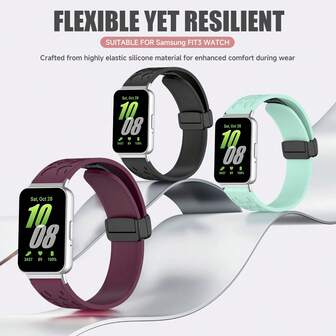 1 Stück atmungsaktives, schnell lösbare magnetische Sportarmband aus Silikon als Ersatz, kompatibel mit Samsung Galaxy Fit3