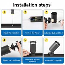 6件套轨道灯套装，黑/白嵌入式筒灯，GU10灯座，可更换GU10灯泡，冷白光/中性白光/暖白光，LED吸顶灯，吸顶射灯，吸顶轨道射灯，专业商业照明灯具，包含轨道和配件，适用于卧室、客厅、厨房、展厅、商场、酒店等场所。 - GU10軌道燈套裝 - 查看 12