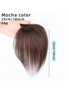 Realove Silk Base Virgin Human Hair Topper Top Natural Black Hairpiece Air Bangs Straight Topper Human Hair Fluffy Light For Woman Hairpiece For White Hair With Thinning Hair Hair Loss One Piece Three Clips Clip In Hair Toppers For Women Christmas Gift - Nâu Mocha - Xem 3