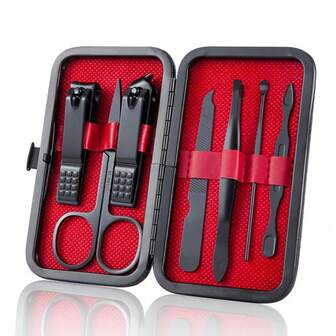 7/8/19pcs Manicure Set Men Personal Care Tools Accessories Finger And Toe Nail Clippers Kit Professional Manicure Pedicure Kit With Travel Case Nail Grooming Kit Present For Men Husband Boyfriend Paren
