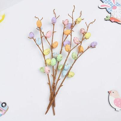 3件套人造复活节花卉装饰套装 | 采用耐用、防褪色材料制成，配有逼真的树枝和手工绘制的斑点彩蛋 | 适用于餐桌摆设、室内装饰、节日礼物和摄影背景，室内外均可使用，是打造春季场景和复活节主题装饰的完美之选。