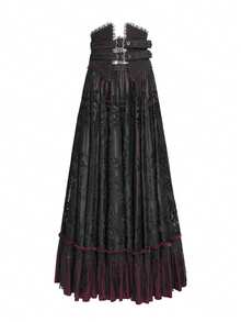 EVA LADY Embroidered Lace Trim Off-Shoulder Gothic Style Dress, Suitable For Theme Parties - Black - View 12