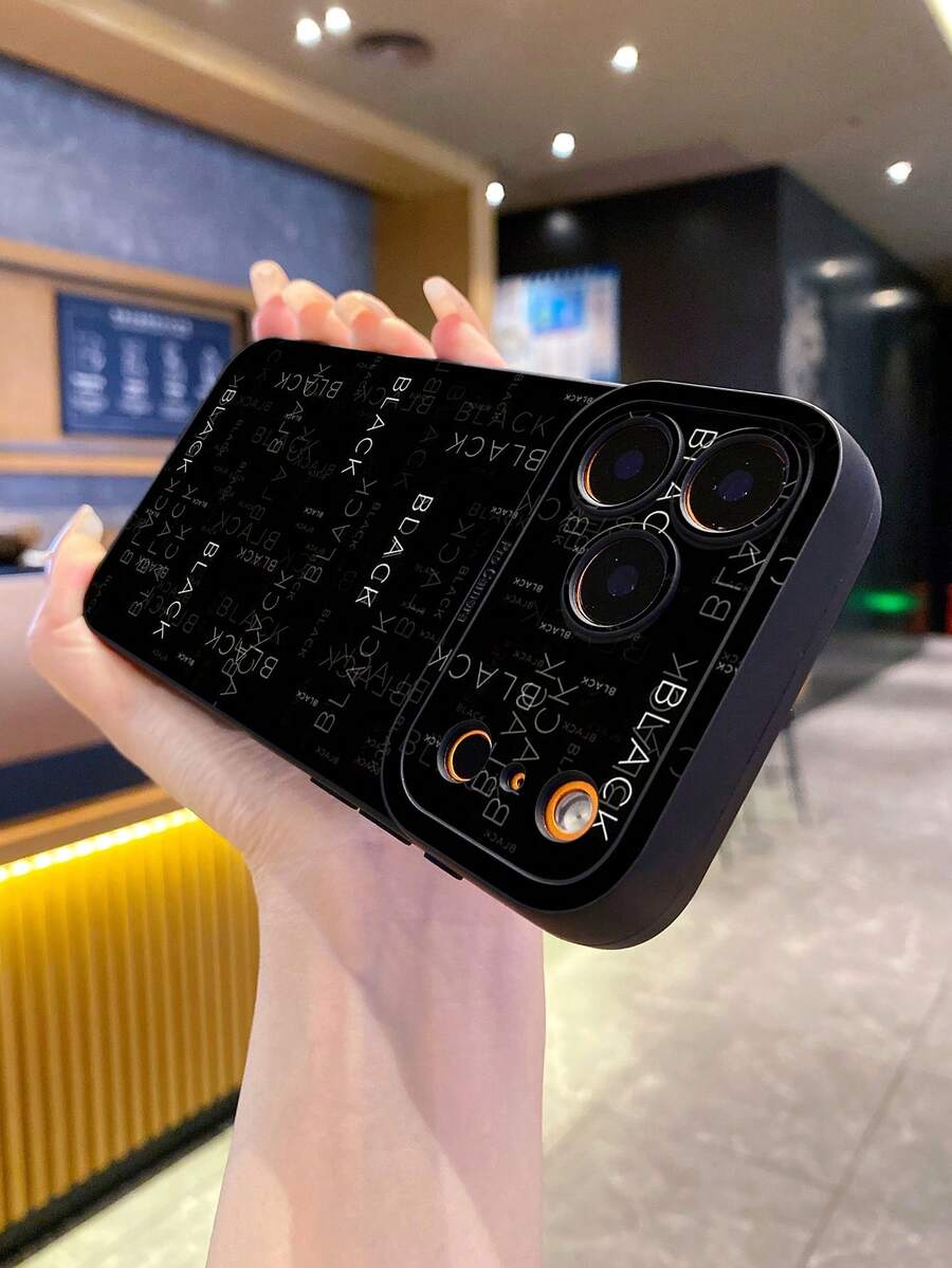 1pc Black Artistic Camera Shockproof Phone Case Compatible With Apple, /Galaxy, Infinix, Redmi, OPPO, VIVO, Realme - Black - View 1