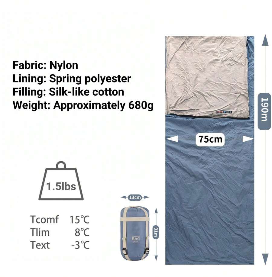 Outdoor Sleeping Bag, Ultralight Blanket Sleeping Bag With Anti-Snag Zipper, Compact Summer Sleeping Bag For Adults, For Outdoor Hiking, Backpacking, Bikepacking And Travel - Travel Sleeping Bag, Sleeping Bag Liner, Inlay Ideal For Backpacking, Hostels And Mountain Huts - 霧霾藍 - 查看 1