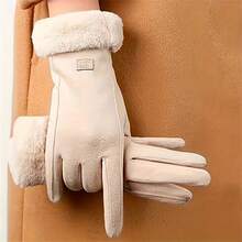 1pair Warm Gloves, Suitable For Winter Use, Women's Touchscreen Elegant Bow Decoration, Cycling And Driving Gloves.