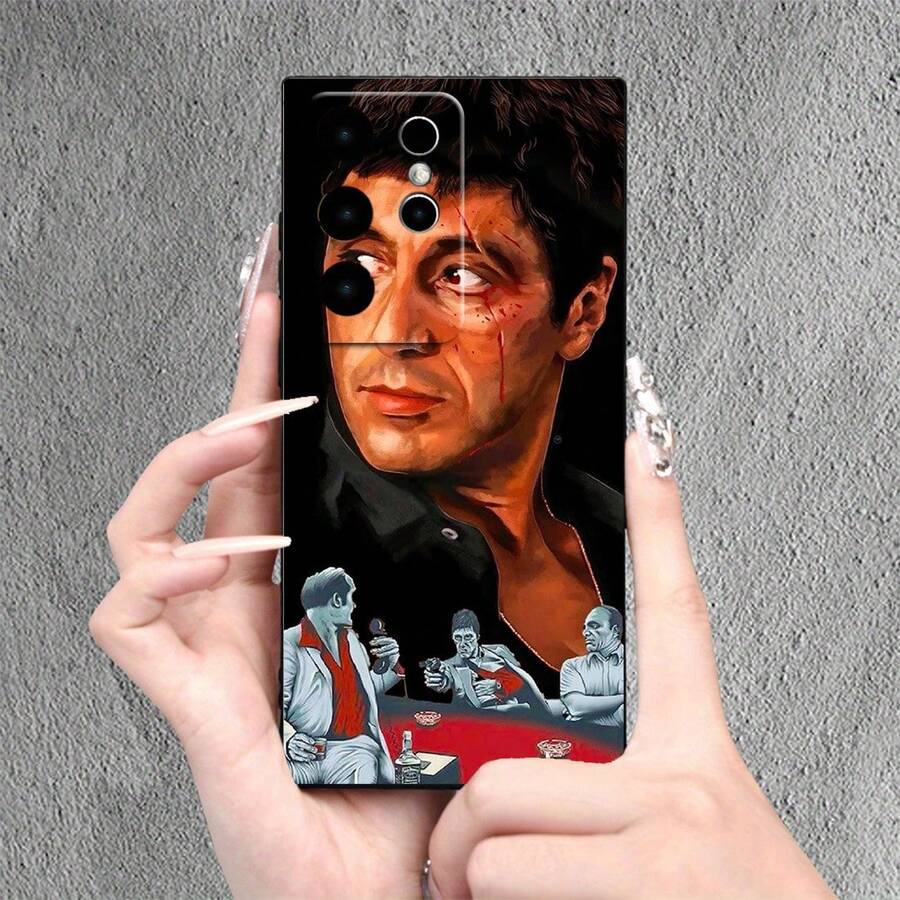 1pc Funda de Teléfono de Moda Tony Munda para Samsung, Adecuada para Samsung S22 5G/ S23+/ S24 Ultra/ A14 5G/ A15/ A33 5G/ A35 5G/ A53 5G/ A54 5G/ A55 5G/ S22+ 5G/ S22 Ultra 5G/ S23 FE/ S23/ S23 Ultra/ S24/ S24 Plus/ A05s/ A32 5G/ A51 5G Funda Negra de TPU - Mezcla de colores - Ver 1