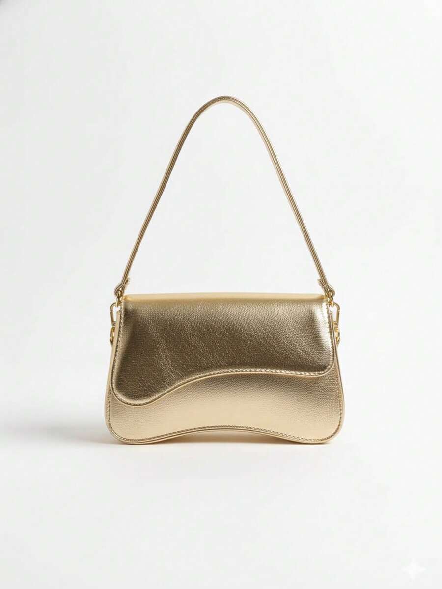Stylish, Soft, Lightweight, High-Quality Women's Half-Moon Crossbody Bag In Various Colors. - 金色 - 查看 1