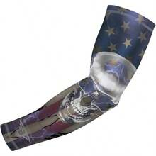 - Manga de compresin con bandera de calavera de Estados Unidos, tallas para jvenes y adultos, perfecta para bisbol, baloncesto, ftbol UPF 50+ 1 manga, calavera de Estados Unidos, - inicial - Ver 1
