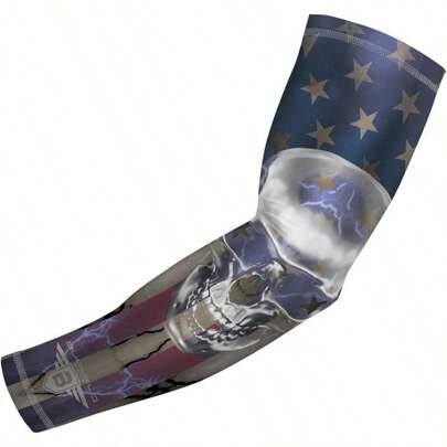 - Manga de compresin con bandera de calavera de Estados Unidos, tallas para jvenes y adultos, perfecta para bisbol, baloncesto, ftbol UPF 50+ 1 manga, calavera de Estados Unidos,