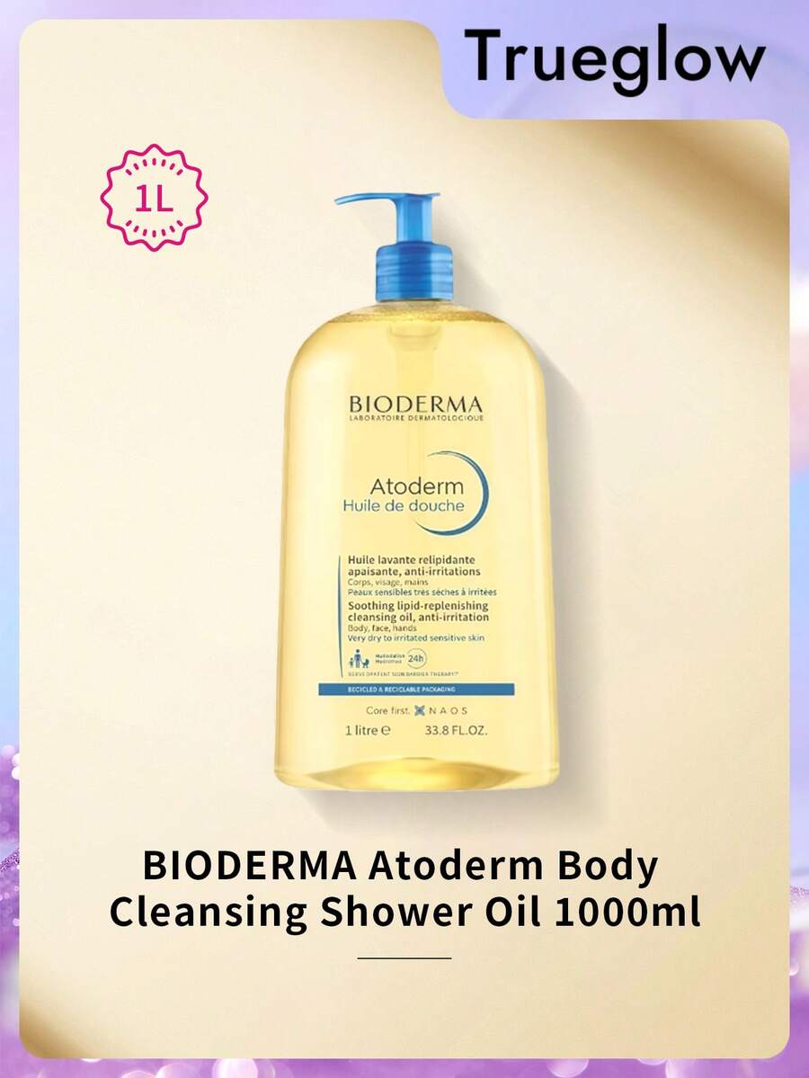 Bioderma Atoderm Cleansing Oil 1000ml - For Extremely Dry, Sensitive Skin, Eczema-Prone Skin. Soap-Free, Soothes Dry Skin, Nourishing Body Cleansing Oil, Sensitive Skin Repair - 1000ml - View 1