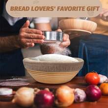 3-Piece Complete Sourdough Proofing Set, Bread Proofing Basket Set, Yeast Bread Proofing Kit, 9-Inch Round Proofing Basket (With Cloth Cover), Danish Style Dough Whisk, For Homemade Baking And Fermentation - Multicolor - View 4