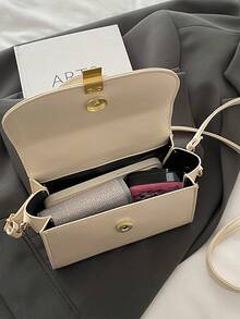 Bolsa de ombro pequena retrô feminina, nova bolsa transversal quadrada minimalista e elegante. - Branco - Ver 5