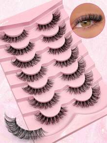 Asiteo 7 Pairs Fluffy Cat Eye False Eyelashes, Natural & Realistic Mink Lashes, Soft & Voluminous, Long Wispy Ends, Suitable For Daily Use - Cat Eye Lashes - View 2