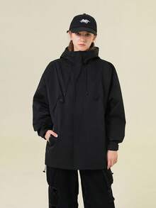 (Early Spring/Summer Release) New Women Outdoor Travel Sports Hooded Zip-Up Jacket - Black - View 1