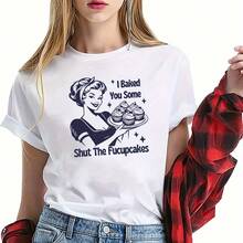 1pc  Iron On Heat Tranfers A Cartoon Holding A Cupcake Silhouette Heat Transfer Patch Thermal Transfer Arrangement Patch, Suitable For T-Shirts, Masks, Jeans, Backpacks-, Retro Style Funny Humor Phrase Decorative Sticker Patch - 彩色 - 查看 3