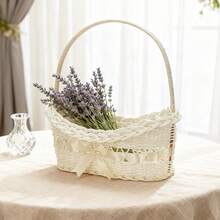 Flower Girl Basket For Wedding Flower Baskets With Handles For Weddings Ceremony Home Decorations - 黃色 - 查看 3