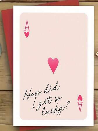 1pc Lucky Playing Card Style Birthday/Valentine's/Wedding/Anniversary Card - How Did I Get So Lucky? - With Envelope - Pastel Pink Hearts - Wedding, Birthday, Valentine's, Anniversary, Proposal - For Women, Men, Couples - Funny Lucky Gift Idea - Ace Of Hearts Design - Minimalist Elegant Card - Perfect For Husband, Wife, Boyfriend, Girlfriend - Romantic And Humorous Keepsake Gift