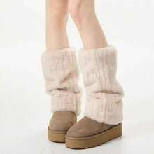 Autumn Winter Fleece-Lined Thickened Warm Leg Warmers Snow Boots Sock Covers Y2K Hot Girl Faux Fur Plush Leg Warmers Women Ins  Sweet Cool Style Versatile Pile Sock Covers,Winter,Leg Warmers,Boot Socks,Leg Warmers Women,Fur Leg Warmers,Y2k,Accsesories,Fake Uggs,Knee High Socks,Stockings,Tights,Tights For Women,Thigh High Socks.Medias-Christmas,Christmas Outfit Women,Tights,Medias Pantis De Mujer,Medias De Mujer,Leg Warmers,Winter,Stocking Stuffers,Cute Stuff,Fall Clothes For Women,Dresses For Women - Màu be - Xem 5