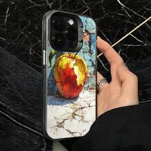 Funda de Teléfono Diseño de Pintura de Fruta de Manzana Blanca para iPhone 14 13 12 11 Pro Max y  Galaxy S23 S22 S21 S20 Opción de Regalo Ideal para Todas las Estaciones - Plateado - Ver 4