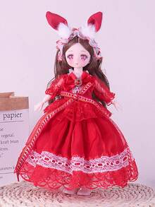 11.81英寸（30厘米）23关节可动BJD娃娃，公主换装裙，角色扮演服装套装，DIY玩具，生日和节日礼物 - 彩色 - 查看 12