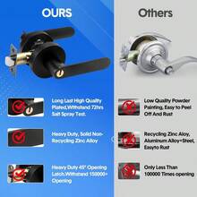 Door Handle With Key Heavy Duty Interior Entry Lever Lock, Commercial Grade Door Handles For Bedroom Bathroom ... - Black - View 6