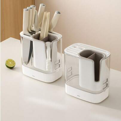 Estante para cuchillos, estante de almacenamiento, estante de almacenamiento multifuncional para la cocina, estante de almacenamiento doméstico simple con función de drenaje y estante desmontable para palillos y cuchillos