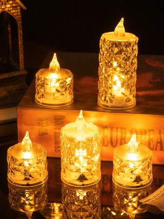 3/6/12 st diamantkristall flamlös LED-ljus, lämplig för bröllop och heminredning, romantisk middag med levande ljus, alla hjärtans dag-biktljus, LED elektroniskt ljus, avger lugnande ljus, nattlampa bordsdekoration, bordsdekoration (inklusive batteri) juldekorationer rumsdekor jul, julklappar