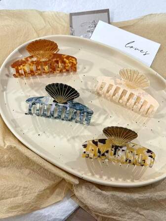1 pieza Pinza para el cabello con diseño de patchwork de concha, accesorio de moda para el cabello para mujeres, adecuado como regalo de cumpleaños o Día de San Valentín Elegantes pinzas para el cabello