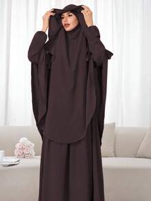 1pc Breathable & Skin-Friendly Khimar Hijab Set, Suitable For Muslim Women's Daily Prayer And Wear, All Seasons - Nhiều màu - Xem 19