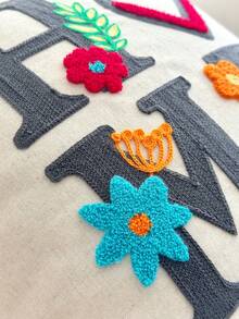 1件亚麻3D立体刺绣抱枕套，适用于客厅、卧室、沙发等各种环境，四季皆宜 - 彩色 - 查看 7