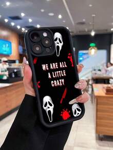 Funda con diseño de gritos, compatible con fundas :  17,  16 Pro Max,  15 Pro Max,  13 y  12. Fabricada con TPU resistente, ofrece protección contra golpes y caídas, además de un agarre cómodo. Es un regalo ideal para familiares, amigos, seres queridos, novios o novias, y para Halloween. - Negro - Ver 3