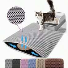 Extra Large Double Layer EVA Cat Litter Mat, Pet Cleaning Mat, Litter Control Mat, Waterproof Anti-Leakage Cat Litter Trapping Mat, Double Honeycomb Design Anti-Splash Litter Mat, Large Cat Litter Box Bottom Mat, Indoor Cat Litter Collection Mat, Durable Pet Supplies, Suitable For Small/Medium/Large Dogs And Cats - Grey - View 5