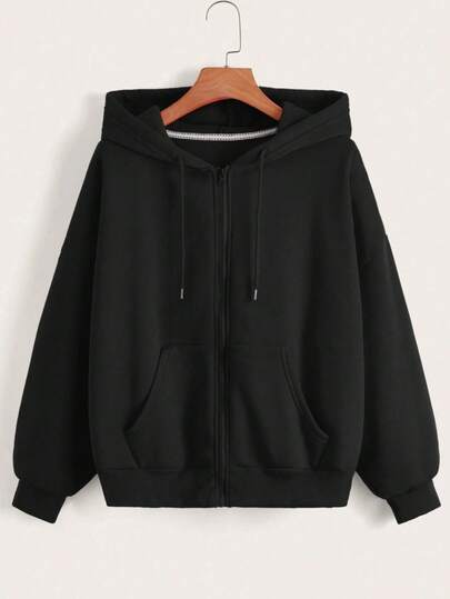 Mujer005 Sudadera con capucha y cremallera para mujer invierno sudadera de manga larga cómoda suave Sudadera de capucha con cremallera negra ideal para combinaciones cómodas y estilo casual