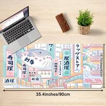 1 件装动漫日系街景图案鼠标垫 - 大尺寸耐用橡胶底座，光滑表面，轻巧便携，充满活力的城市景观设计，适用于游戏、办公、居家使用 - 创意生日礼物，送给游戏玩家和动漫迷，动漫鼠标垫办公桌配件 - 彩色 - 查看 4