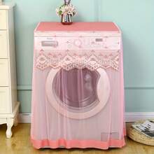 1 件装洗衣机罩 - 蕾丝荷叶边防尘罩，香槟色、纯白色、浪漫绿、紫色或粉色可选 - 适用于上开式和滚筒式洗衣机 - 时尚且具有保护作用