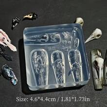 1pc/2pcs Nail Art Mold Raven Candlestick Dinosaur Skeleton 3D Nail Art Decor Transparent Silicone Mold - Clear - View 12