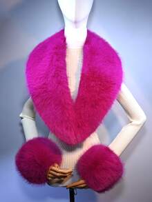 3 PiecesSet Double-Layer Fleece Lining Shawl - Soft & Comfortable, Original Design, Handmade, Faux Fur, Warm Cloak, Suitable For Bridal Gown, Winter Women Accessory - A - View 7