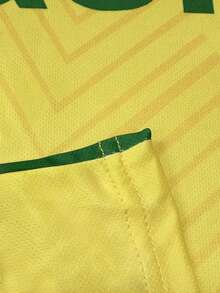 Camiseta de Fútbol Estilo Brasileño para Hombre, Cuello Redondo, Cómoda y Transpirable, Ideal para Partidos de Fútbol, Entrenamientos y Uso Diario Casual - Negro - Ver 4