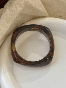 1pc Fashionable Tie Dye Brown Resin Curved Bracelet For Women - Bracelet - View 10