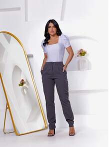 Women Pants - Dark Grey - View 3