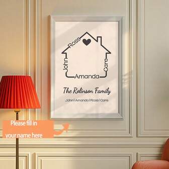 1pc Frameless Custom Posters, "The Relinson Family" Home Portrait Art,Personalized Family Member Handwall Art Canvas Poster Ideal For Family Enthusiasts, Wall Arts, Home Decoration Materials