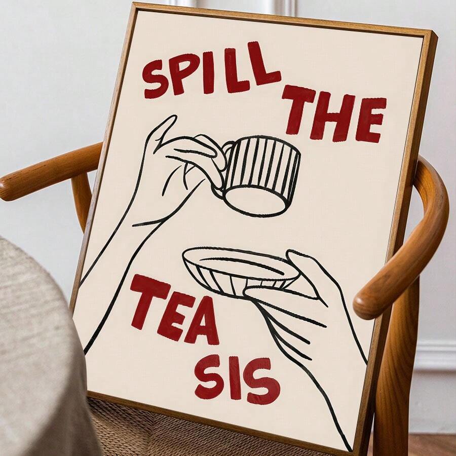 1pc Frameless Minimalism Spill The Tea Sis Art Canvas Posters Prints, Art Print Cute Wall Art Bar Cart Art Cute Art It Girl Art Large Wall Arts,No Frame - Multicolor - View 1