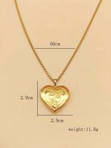 1 chiếc vòng cổ hình trái tim, hình khối, hình bầu dục, cây sự sống bằng thép không gỉ mạ vàng 18K, tối giản, dùng để lưu trữ ảnh tự làm, quà tặng ngày lễ/kỷ niệm/ngày lễ tình nhân - Vàng - Xem 15