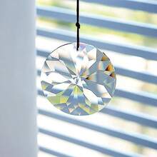 Pandantiv rotund din cristal cu lumină și umbră, decor simplu pentru casă, ornament suspendat pentru fereastră, pandantiv romantic curcubeu, captator de soare - clar - Vizualizare 7