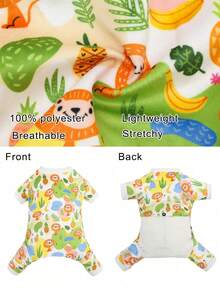 1pc Animal World Pet Pajamas, Hand/Machine Washable, Adjustable Waist Design, Fun & Soft Comfortable Pet Loungewear - Multicolor - View 16